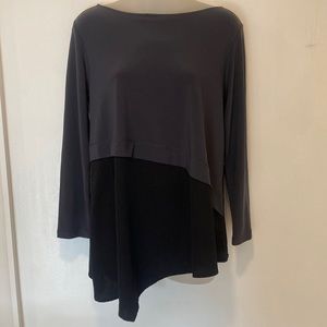 SUN KIM black/gray Angled Long Sleeve Top Size XS
